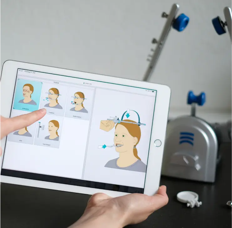 Digitale Analyse der Kiefergelenksbewegung mit Gesichtsbogen-Darstellung beim Zahnarzt in Sandhofpassage Frankfurt – präzise CMD-Diagnose